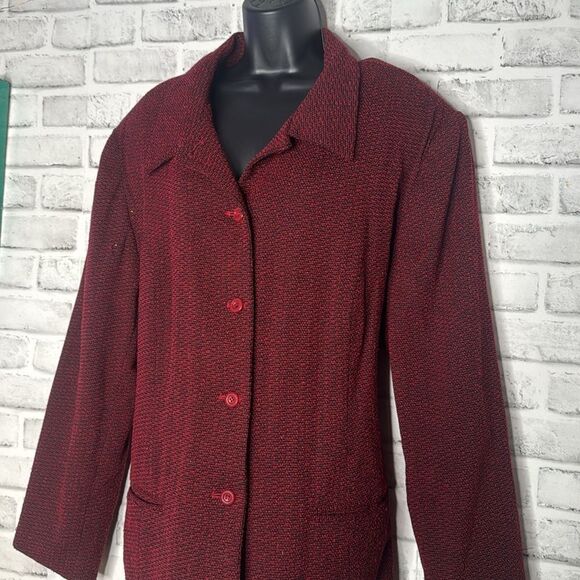 Vintage Sag Harbor Red & Black Suit Jacket Blazer Size 24W 24 - Picture 2 of 5